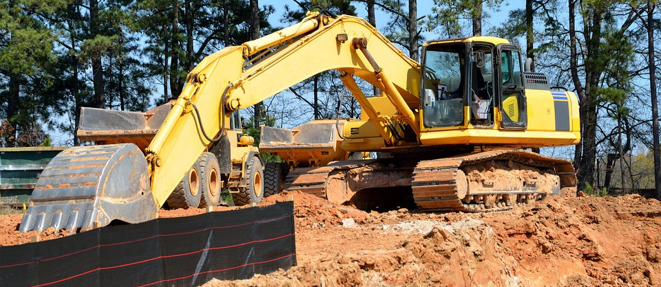 Excavator at a construction site